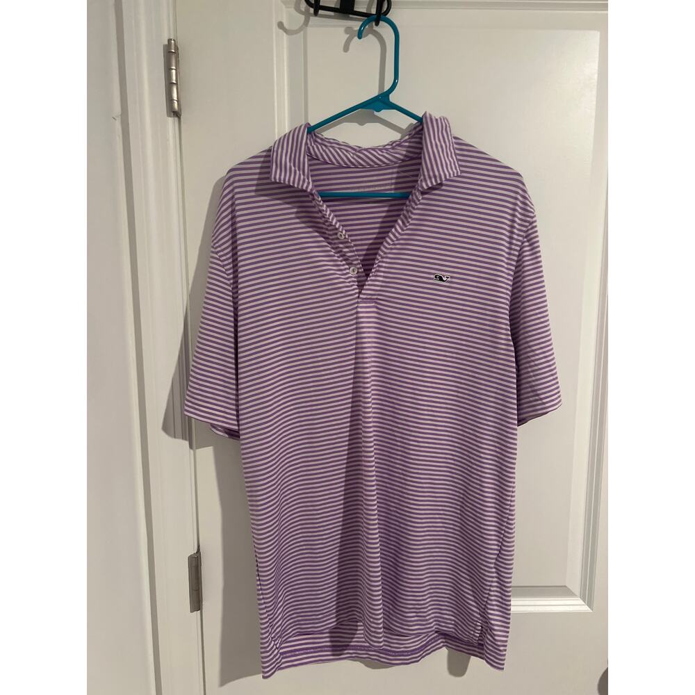 Vineyard Vines Sankaty Performance Polo – Size Medium – Purple Stripe